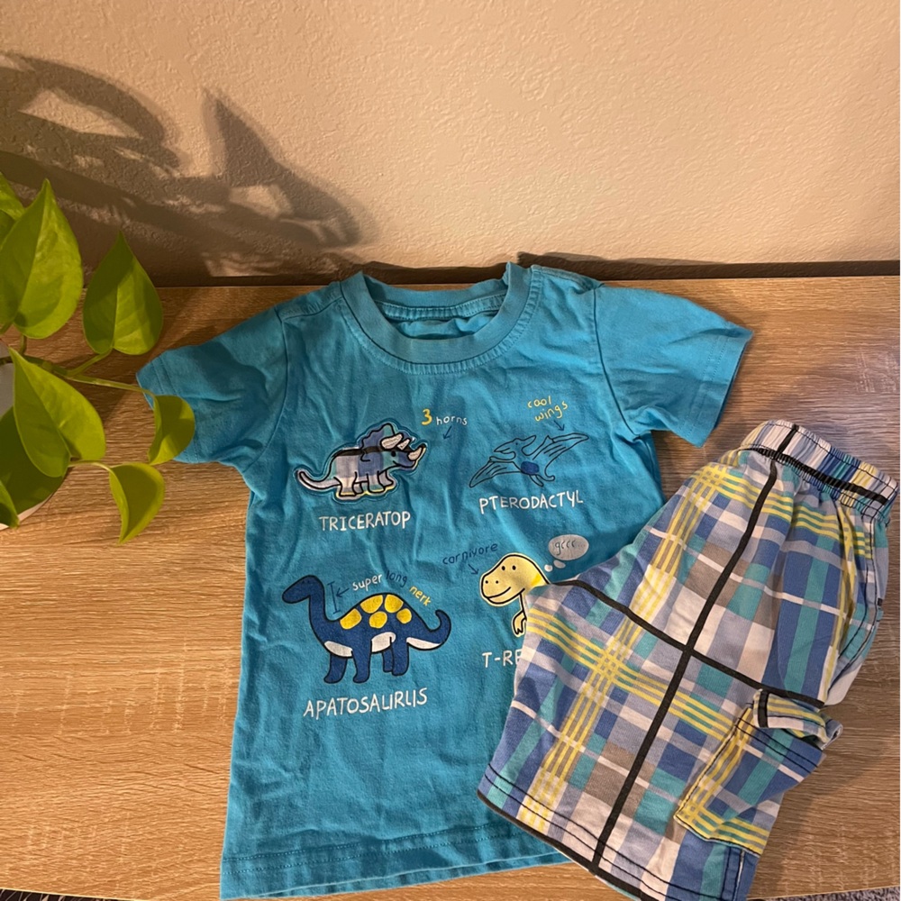 Toddler Dinosaur Short Sleeve Shirt Set -2T
